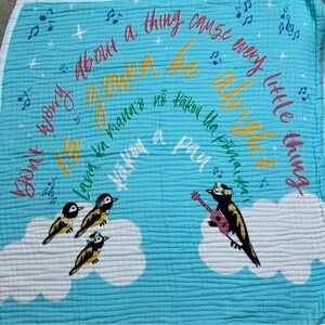 Coco moon Hawaii Three Little Birds song quote baby blanket throw muslin 45x47”